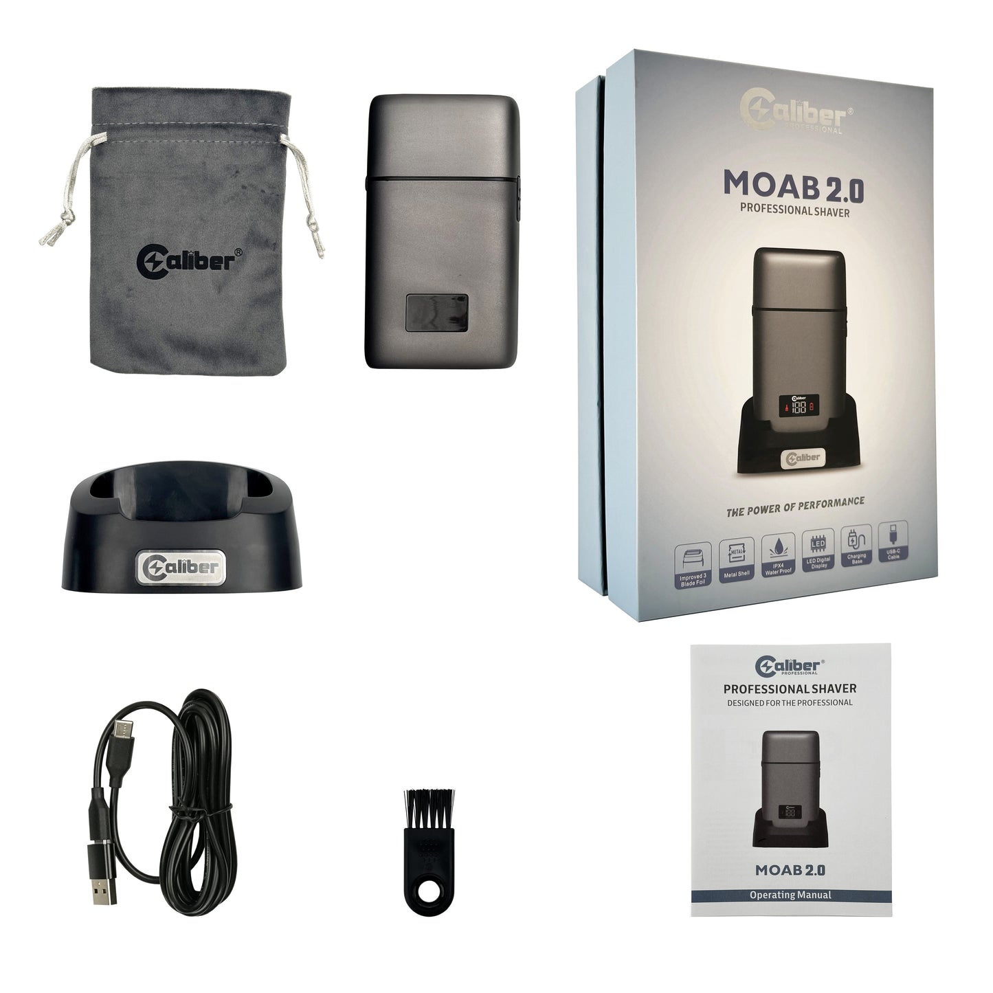Caliber MOAB Metal Triple Foil Shaver, Digital Display